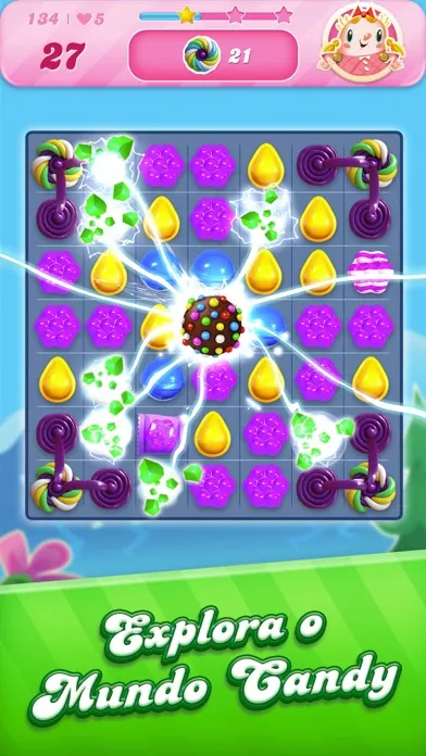 Captura de ecrã de Candy Crush Saga — combinação de rebuçados